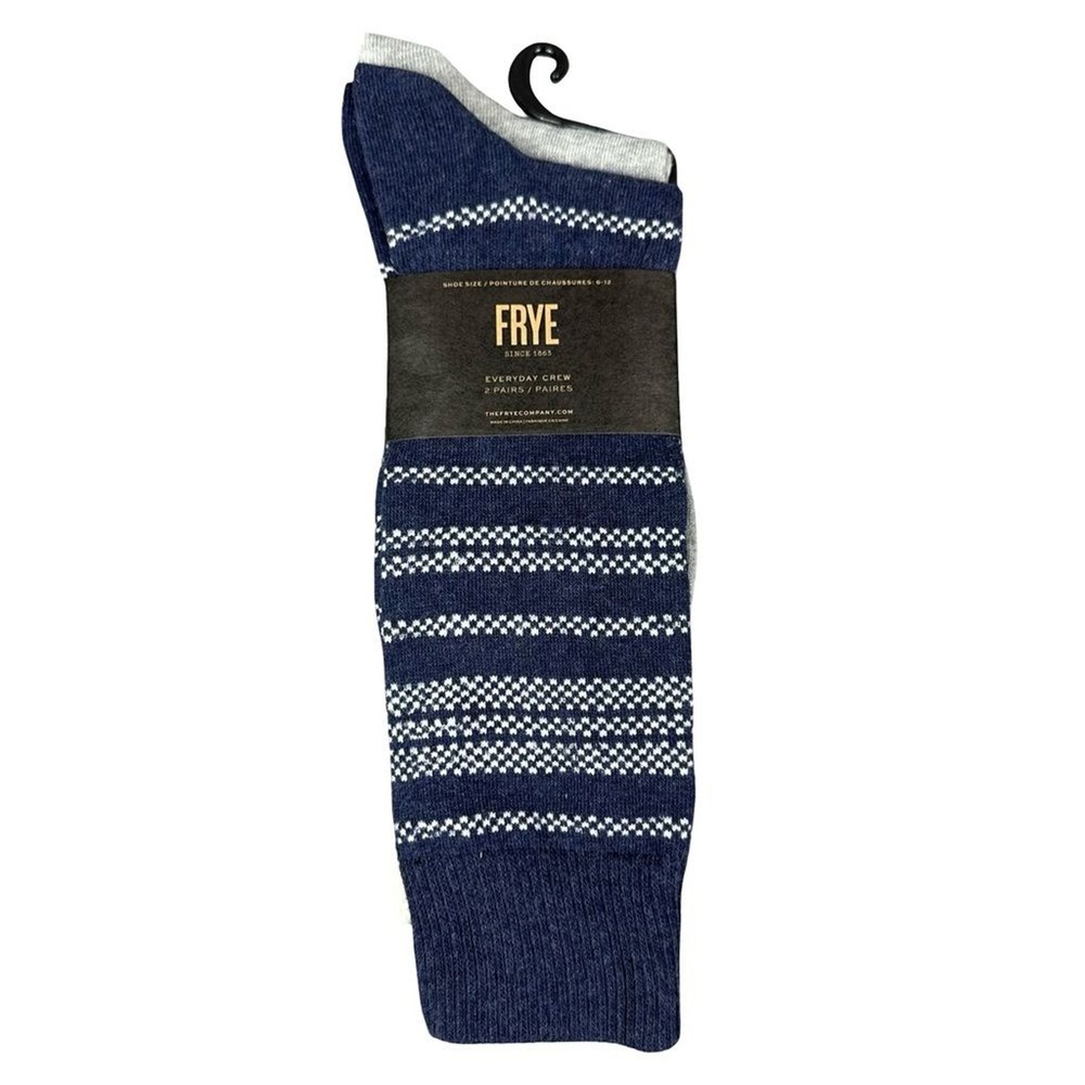 NEW Frye Navy Blue and Gray Cotton Socks Soft Durable Ankle Support 6-12